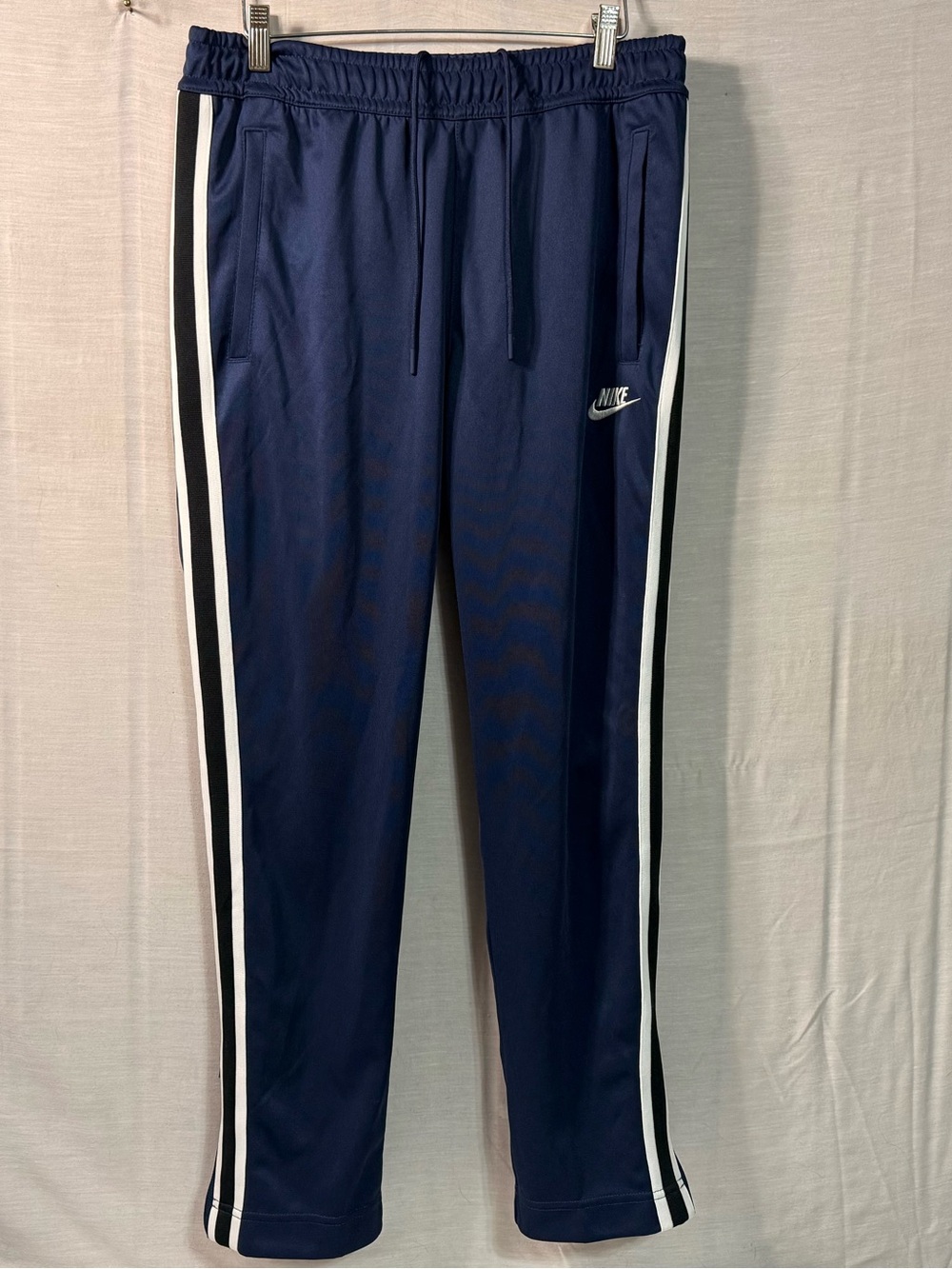 Nike Navy Striped Track Pants Men’s Medium Ankle Zip